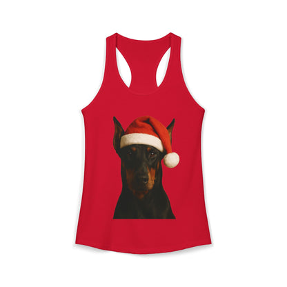 Santa Paws Doberman Women's Racerback Tank