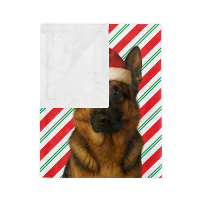 Santa Paws German Shepherd Velveteen Microfiber Blanket
