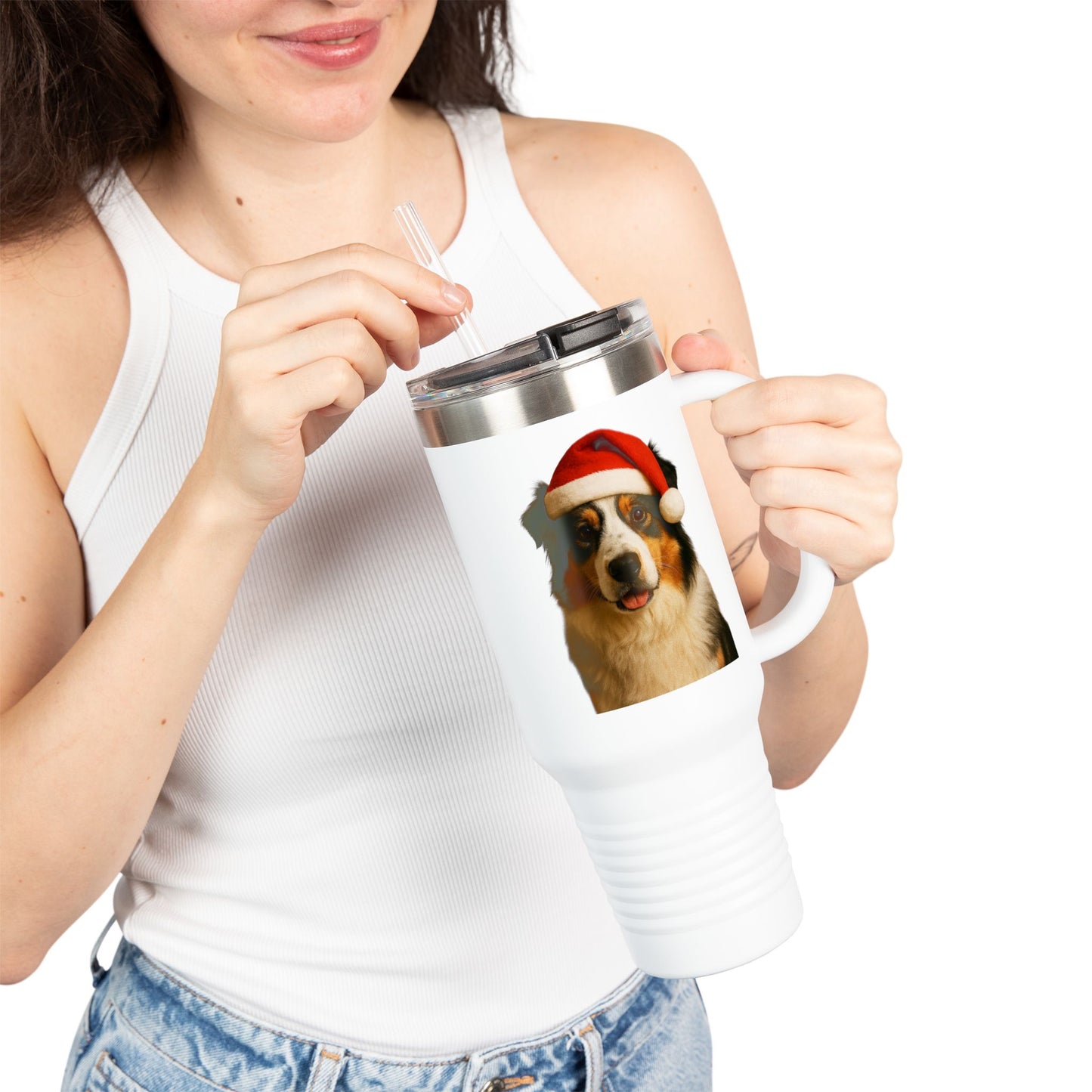 Santa Paws Aussie Insulated Travel Mug