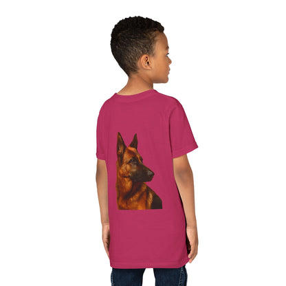 German Shepherd Head Youth Unisex Short Sleeve Crewneck Tee