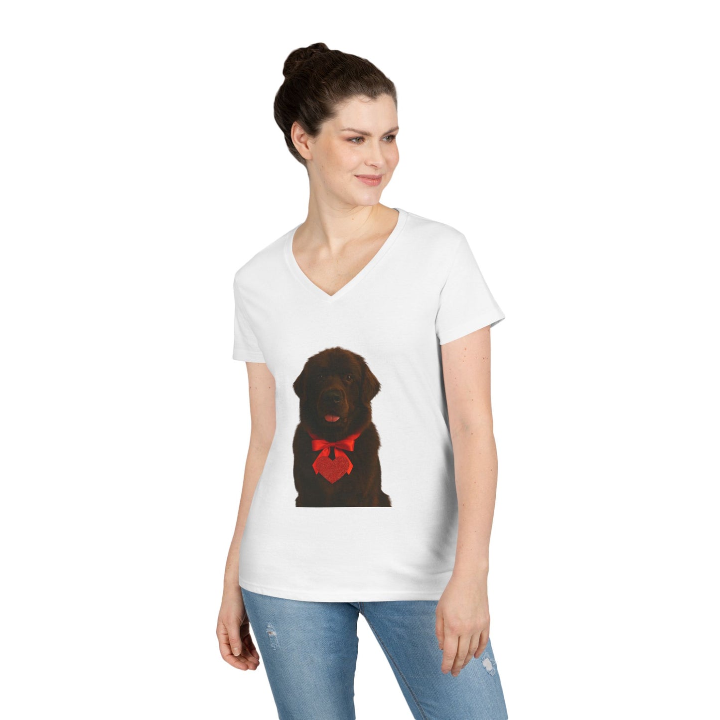 Cupid's Companion Newfie Women's V-Neck T-Shirt