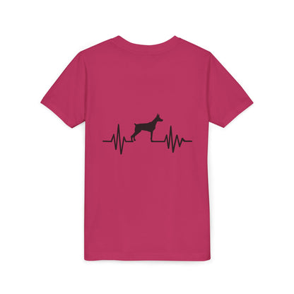 My Heart Beats For Dobermans Youth Unisex Short Sleeve Crewneck Tee