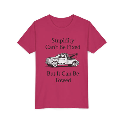 Stupidity Wheel Lift Tow Truck Youth Unisex Short Sleeve Crewneck Tee