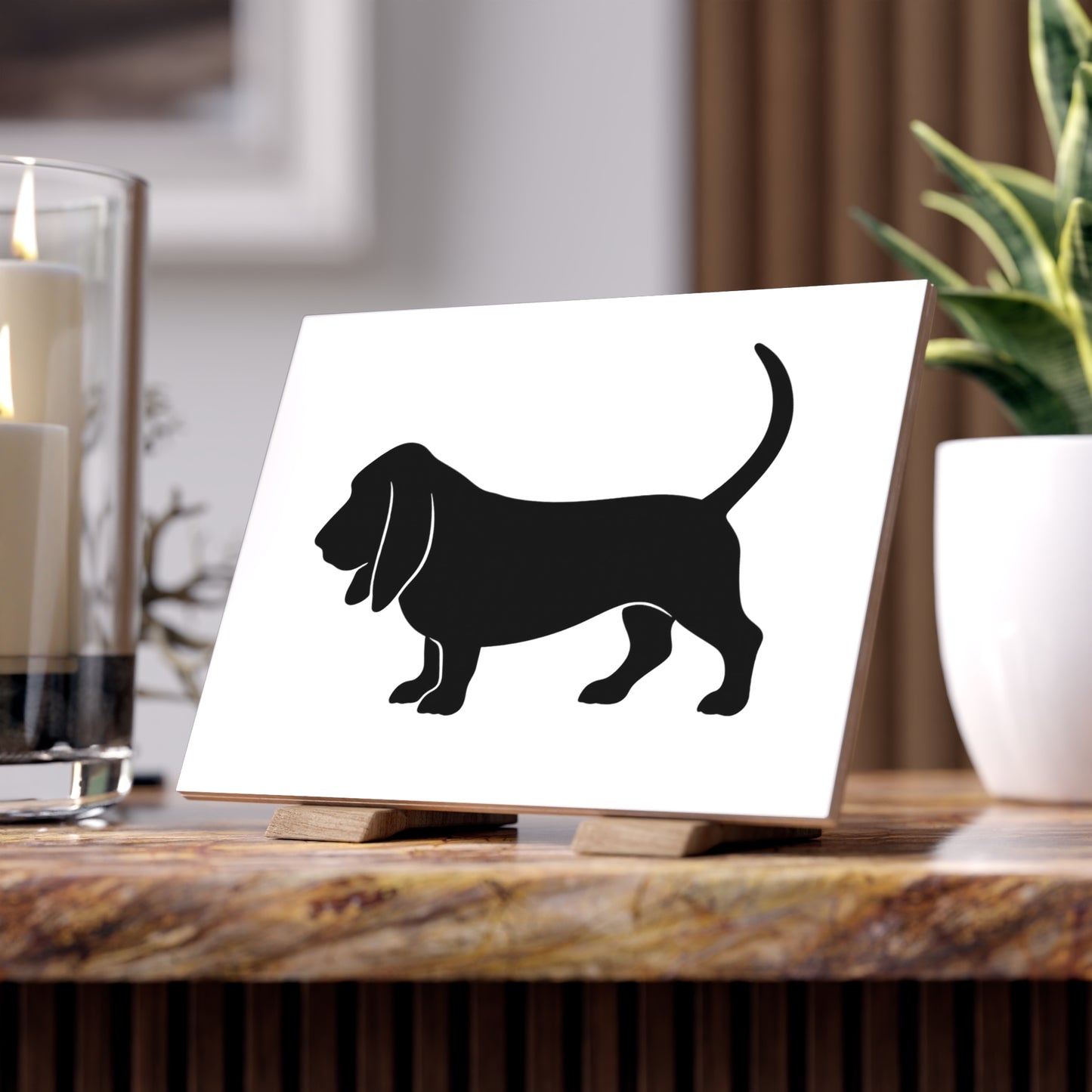 Basset Silhouette Ceramic Photo Tile