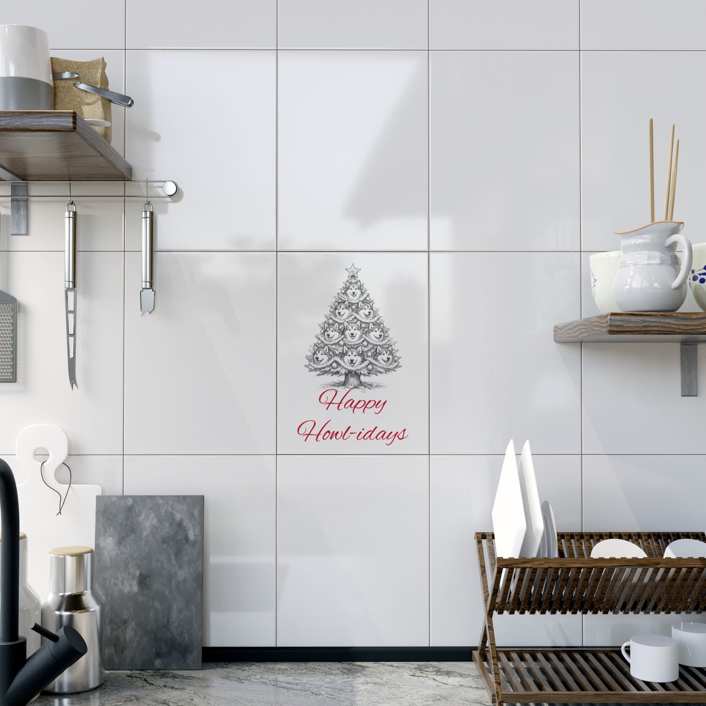 Happy Howl-idays Ceramic Photo Tile