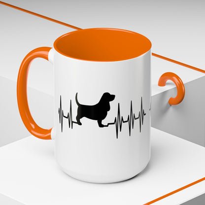 My Heart Beats For Bassets 2-Tone Coffee Mug