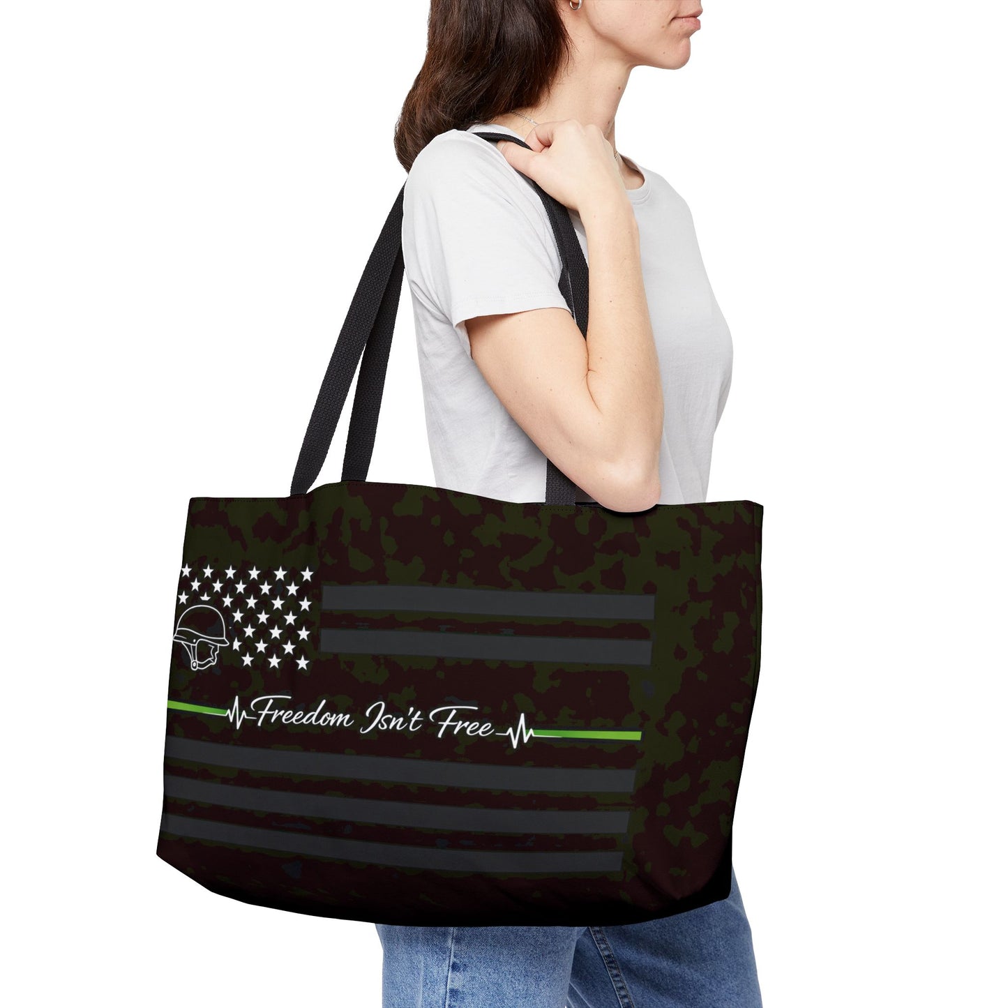 Thin Green Line Weekender Tote Bag