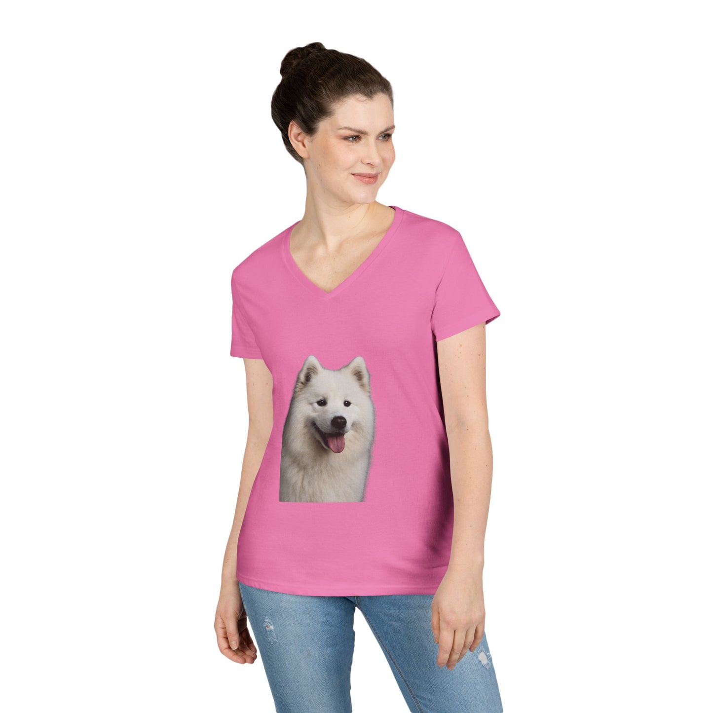 Samoyed Head Women's V-Neck T-Shirt