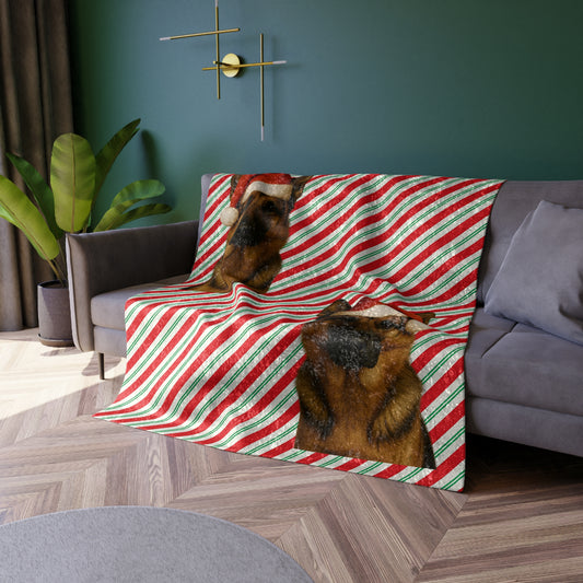Santa Paws German Shepherd Crushed Velvet Blanket