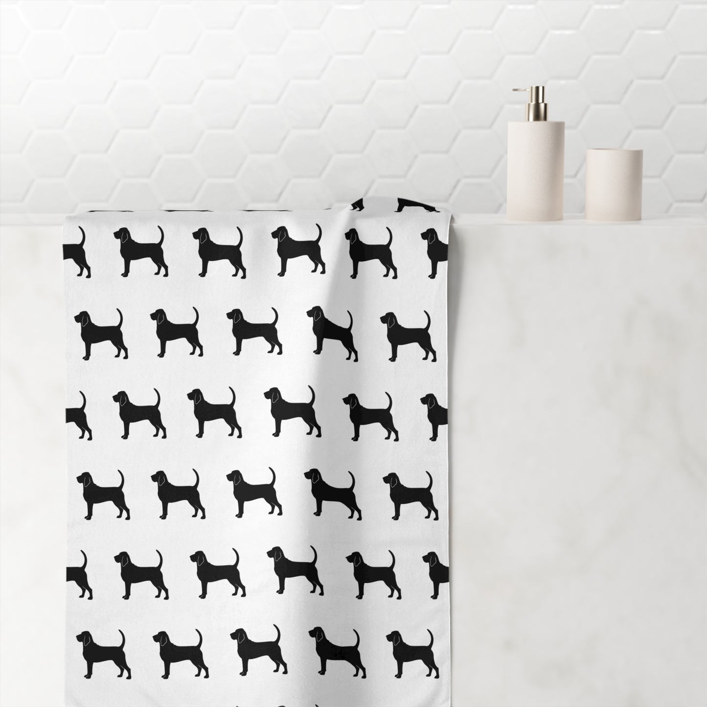 Bloodhound Silhouette Mink-Cotton  Beach Towel