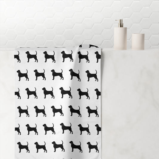 Bloodhound Silhouette Mink-Cotton  Beach Towel