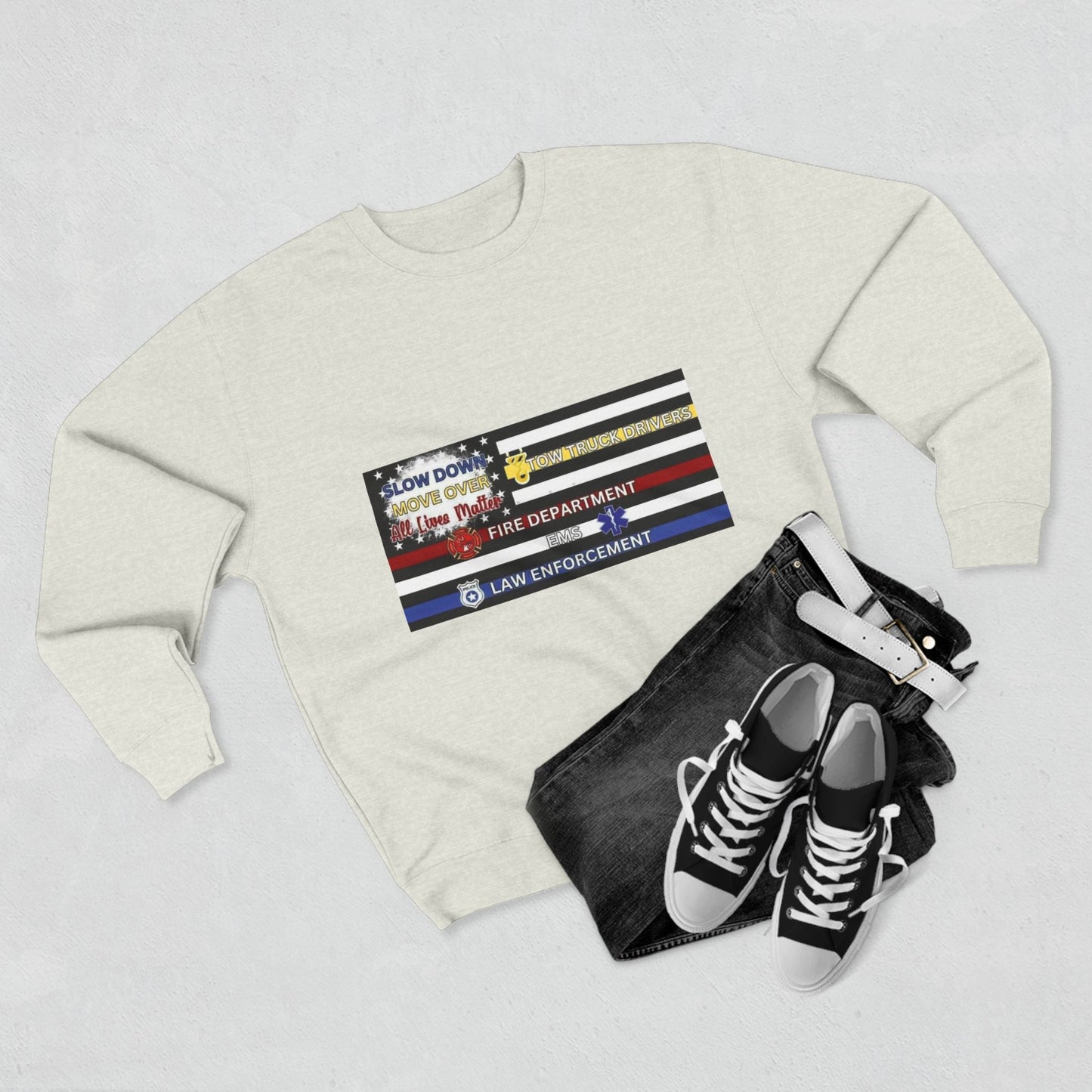 Slow Down Move Over Flag Unisex Crewneck Sweatshirt