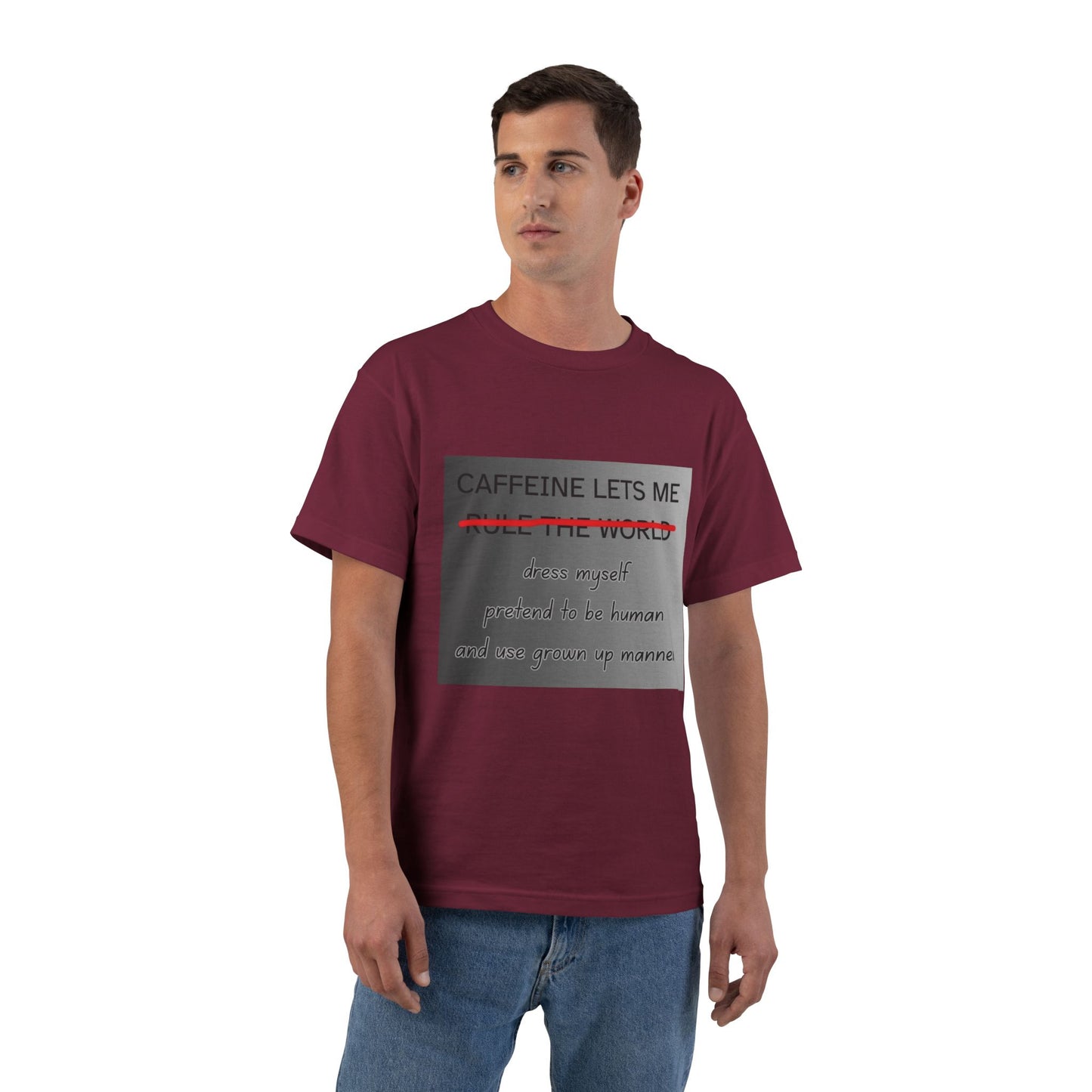Caffeine Lets Me Men's Short-Sleeve Crewneck Tee