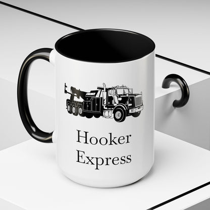 H**ker Express Heavy Tow Truck 2-Tone Coffee Mug