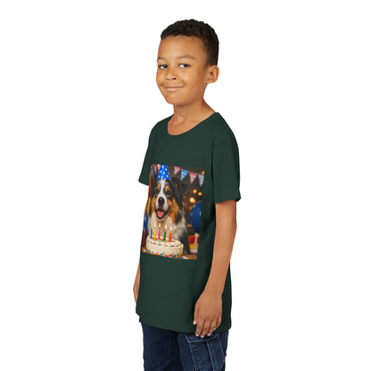 Birthday Buddy Aussie Youth Unisex Short Sleeve Crewneck Tee