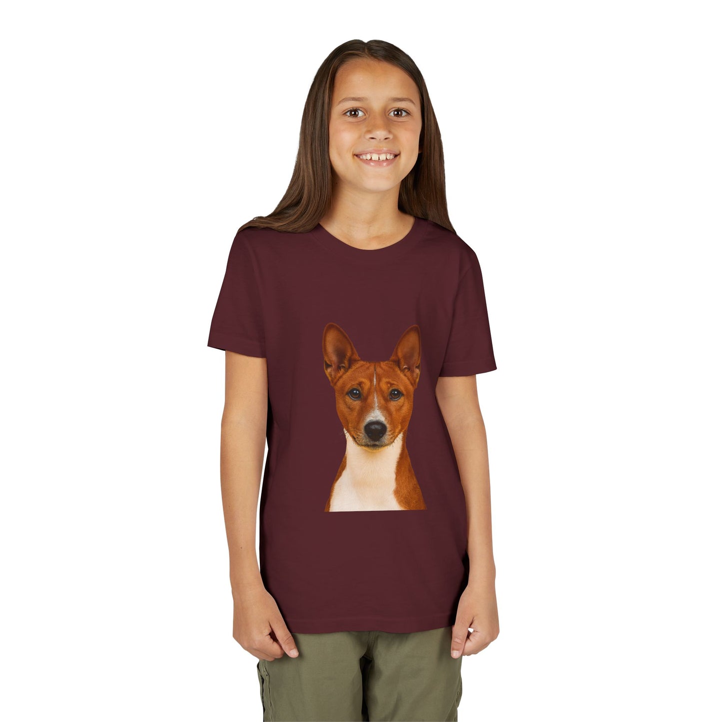 Basenji Head Youth Unisex Short Sleeve Crewneck Tee