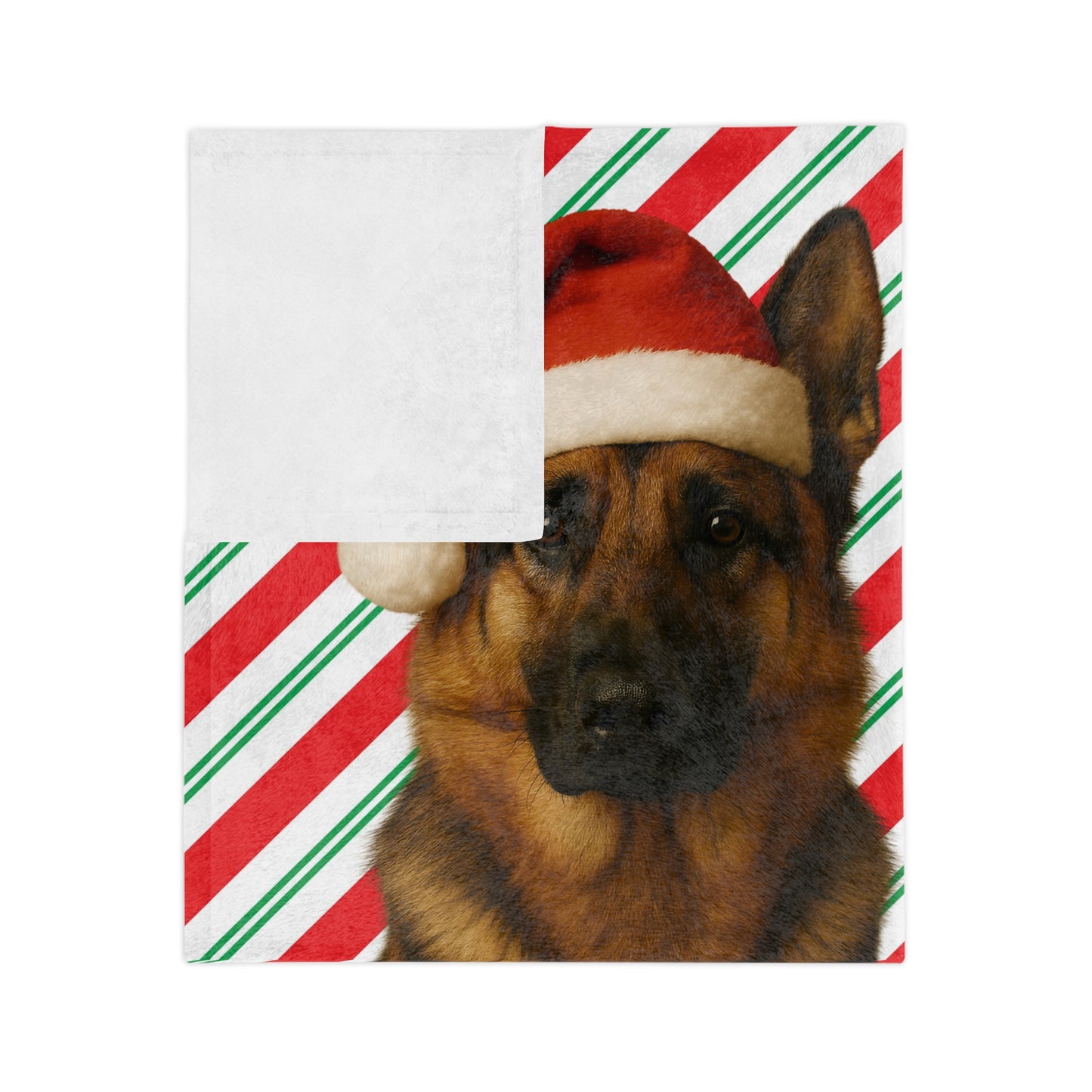 Santa Paws German Shepherd Velveteen Microfiber Blanket