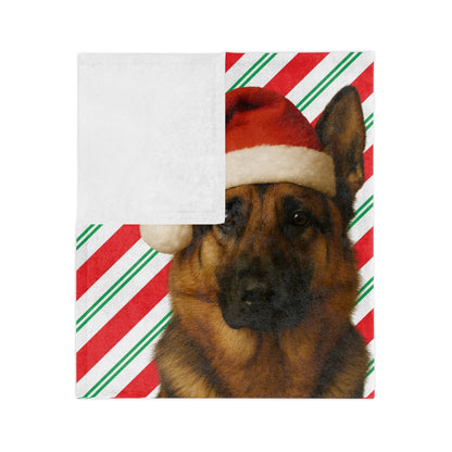 Santa Paws German Shepherd Velveteen Microfiber Blanket