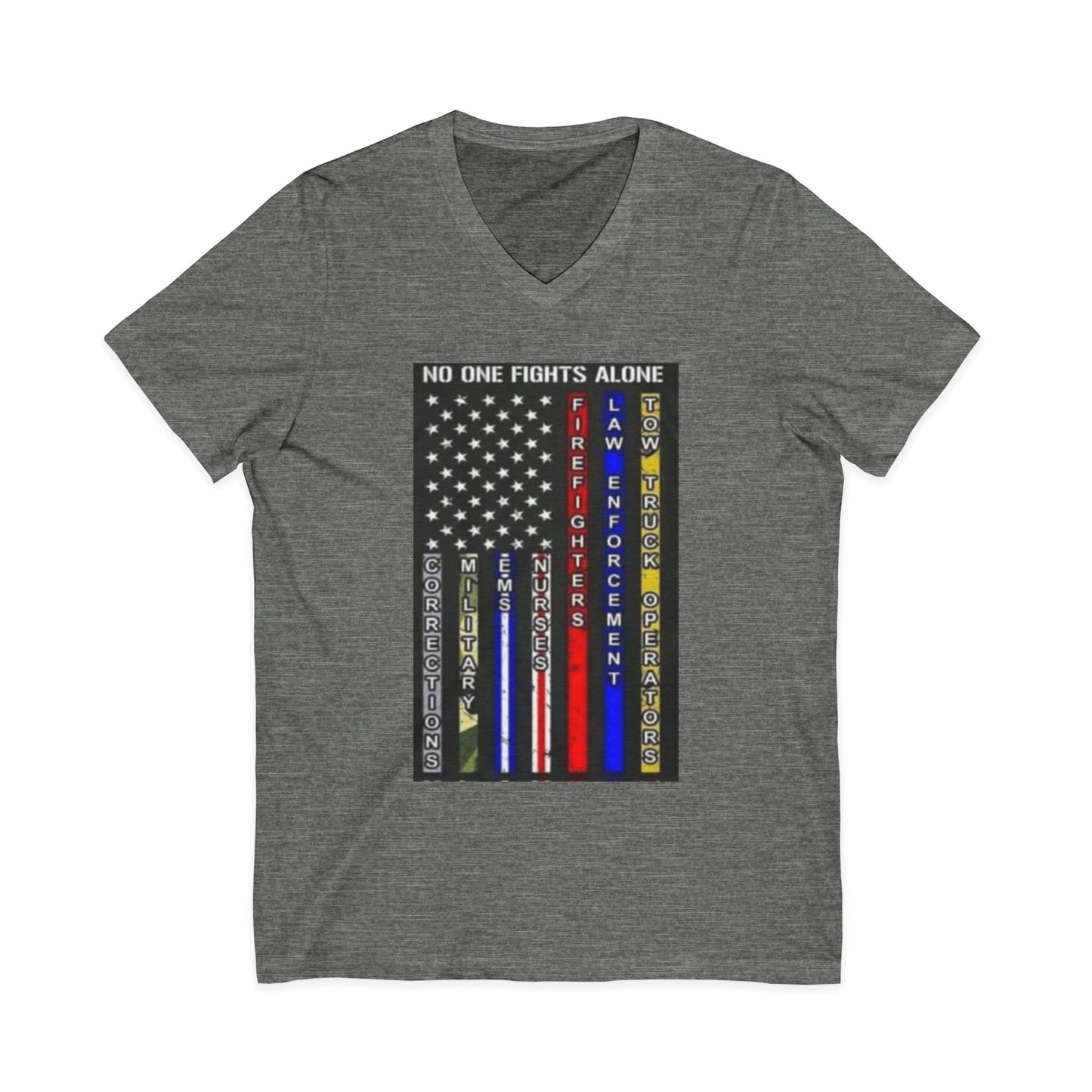 No One Fights Alone Unisex Short Sleeve V-Neck Tee
