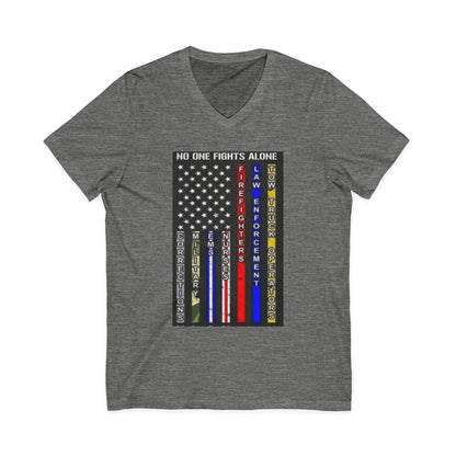No One Fights Alone Unisex Short Sleeve V-Neck Tee