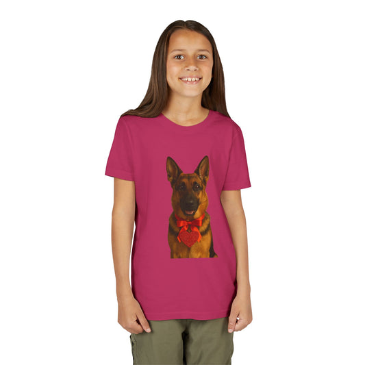 Cupid's Companion German Shepherd Youth Unisex Short Sleeve Crewneck Tee