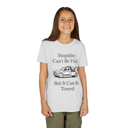 Stupidity Wheel Lift Tow Truck Youth Unisex Short Sleeve Crewneck Tee