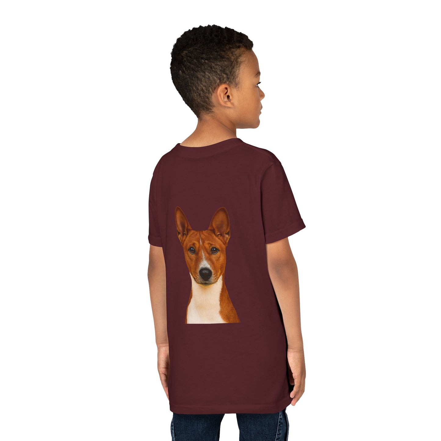 Basenji Head Youth Unisex Short Sleeve Crewneck Tee