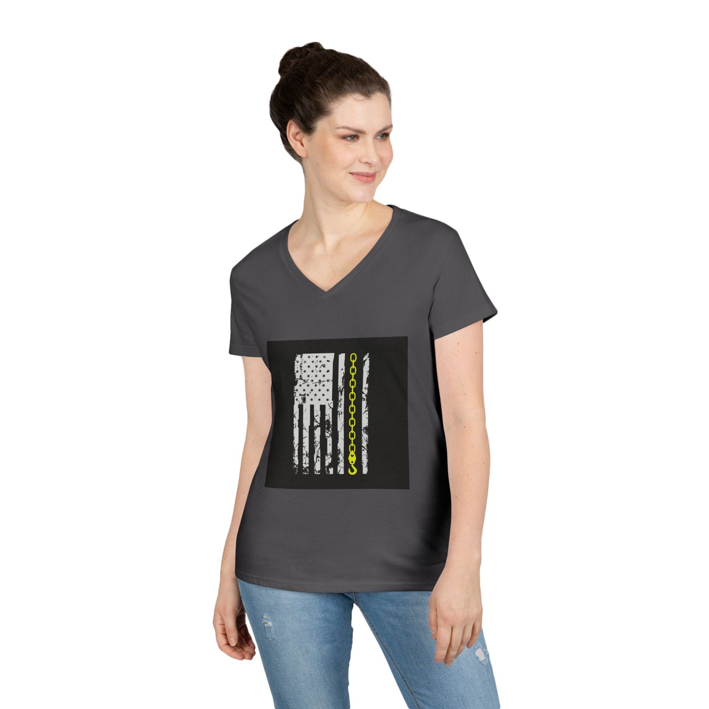 Thin Yellow Line Women's V-Neck T-Shirt