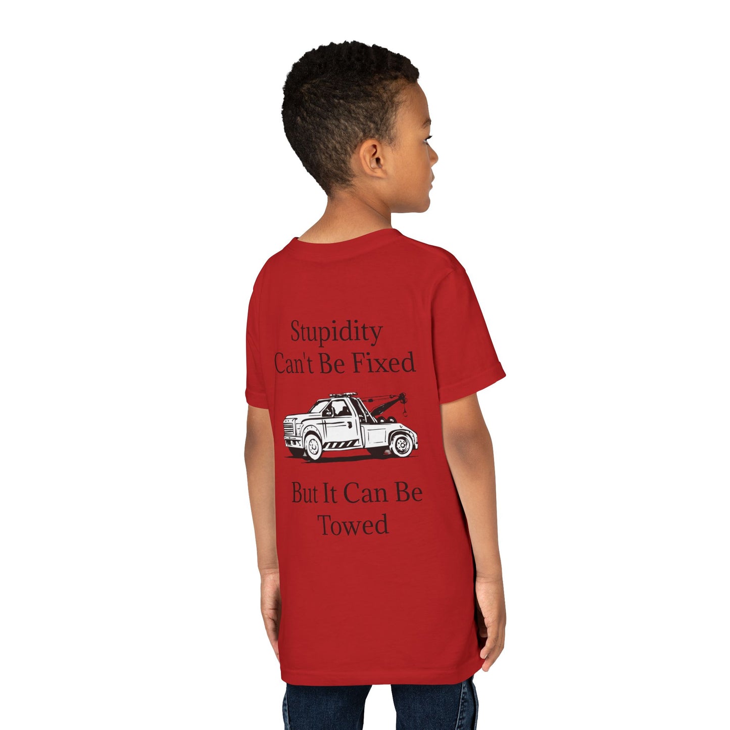 Stupidity Wheel Lift Tow Truck Youth Unisex Short Sleeve Crewneck Tee