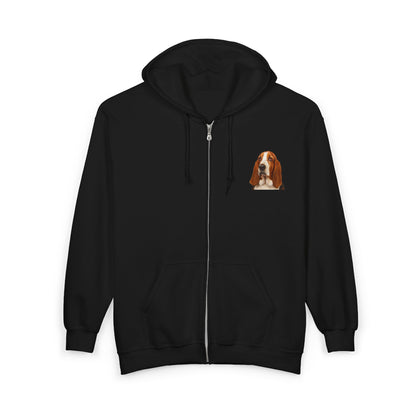 Basset Head Unisex Full Zip Hoodie