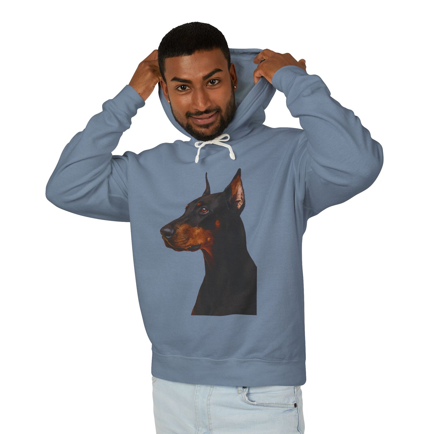 Doberman Head Unisex Lightweight Hoodie