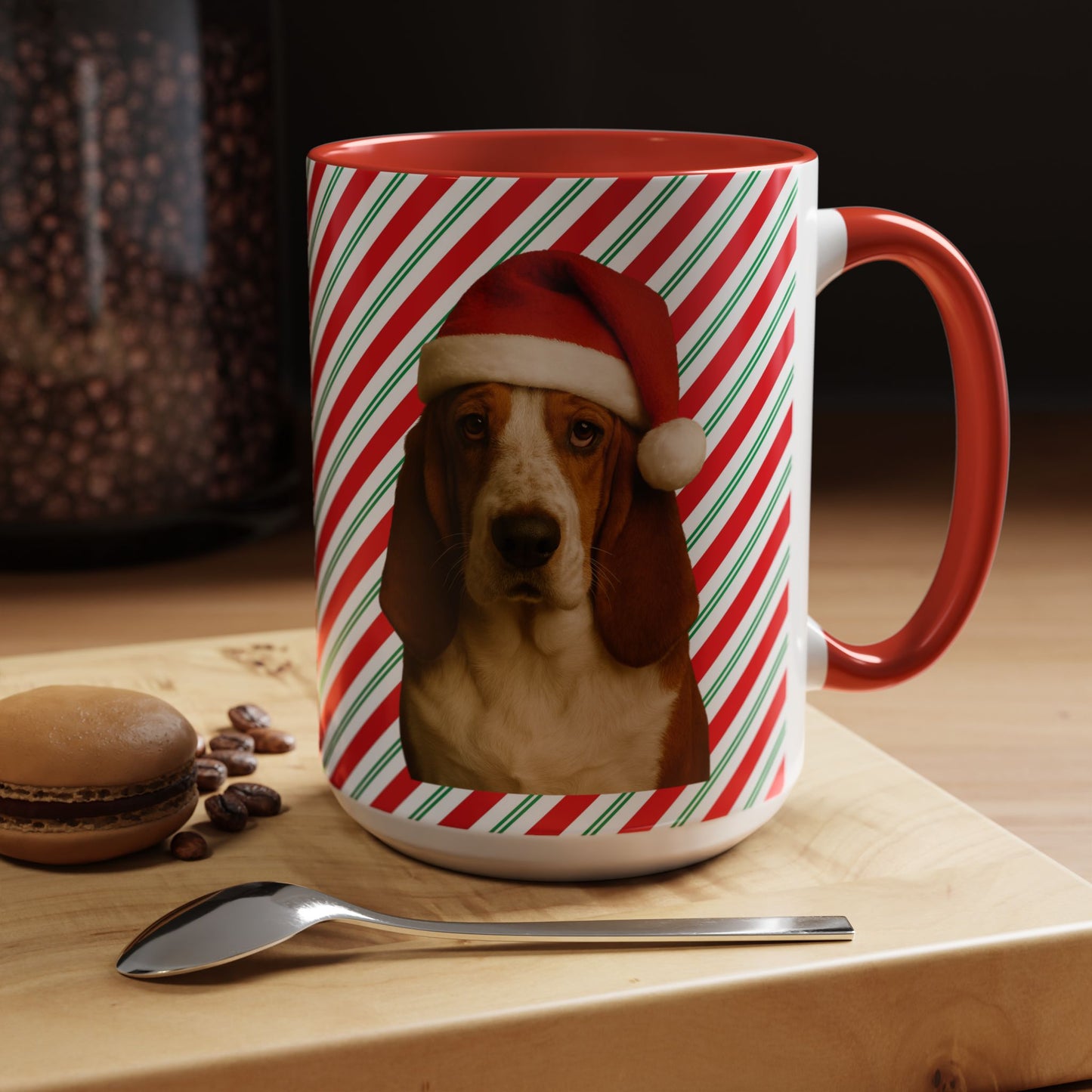 Santa Paws Basset 2-Tone Coffee Mug