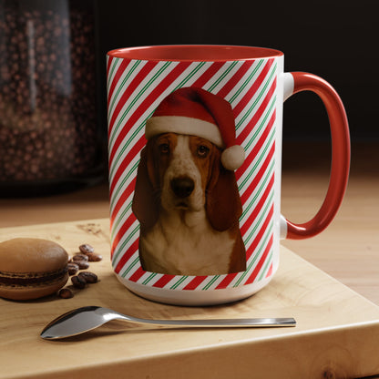 Santa Paws Basset 2-Tone Coffee Mug