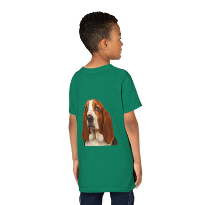 Basset Head Youth Unisex Short Sleeve Crewneck Tee