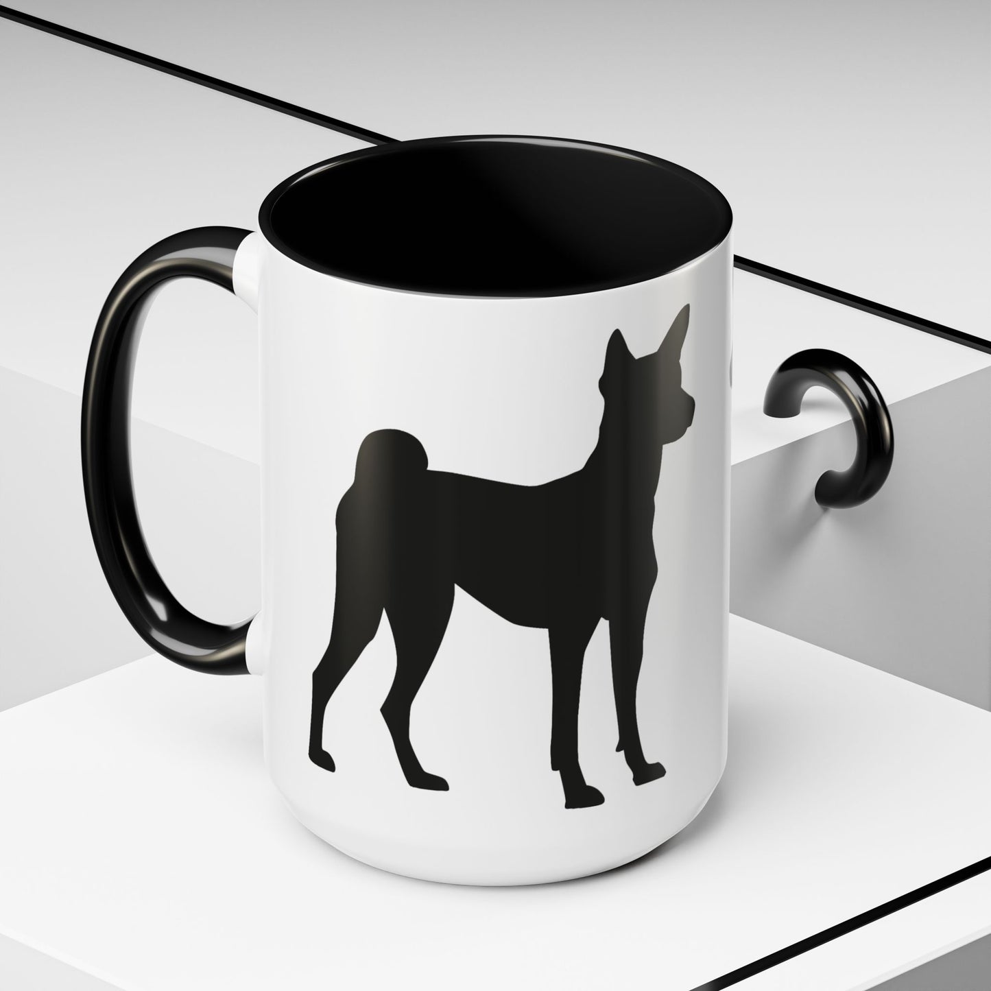 Basenji Silhouette 2-Tone Coffee Mug