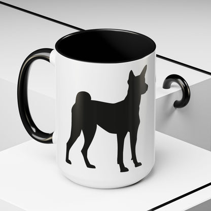Basenji Silhouette 2-Tone Coffee Mug