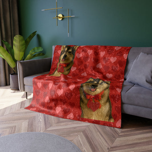 Cupid's Companion Malamute Crushed Velvet Blanket