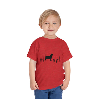 My Heart Beats For Bassets Toddler Unisex Short Sleeve Crewneck Tee