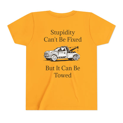 Stupidity Wheel Lift Tow Truck Youth Unisex Short Sleeve Crewneck Tee