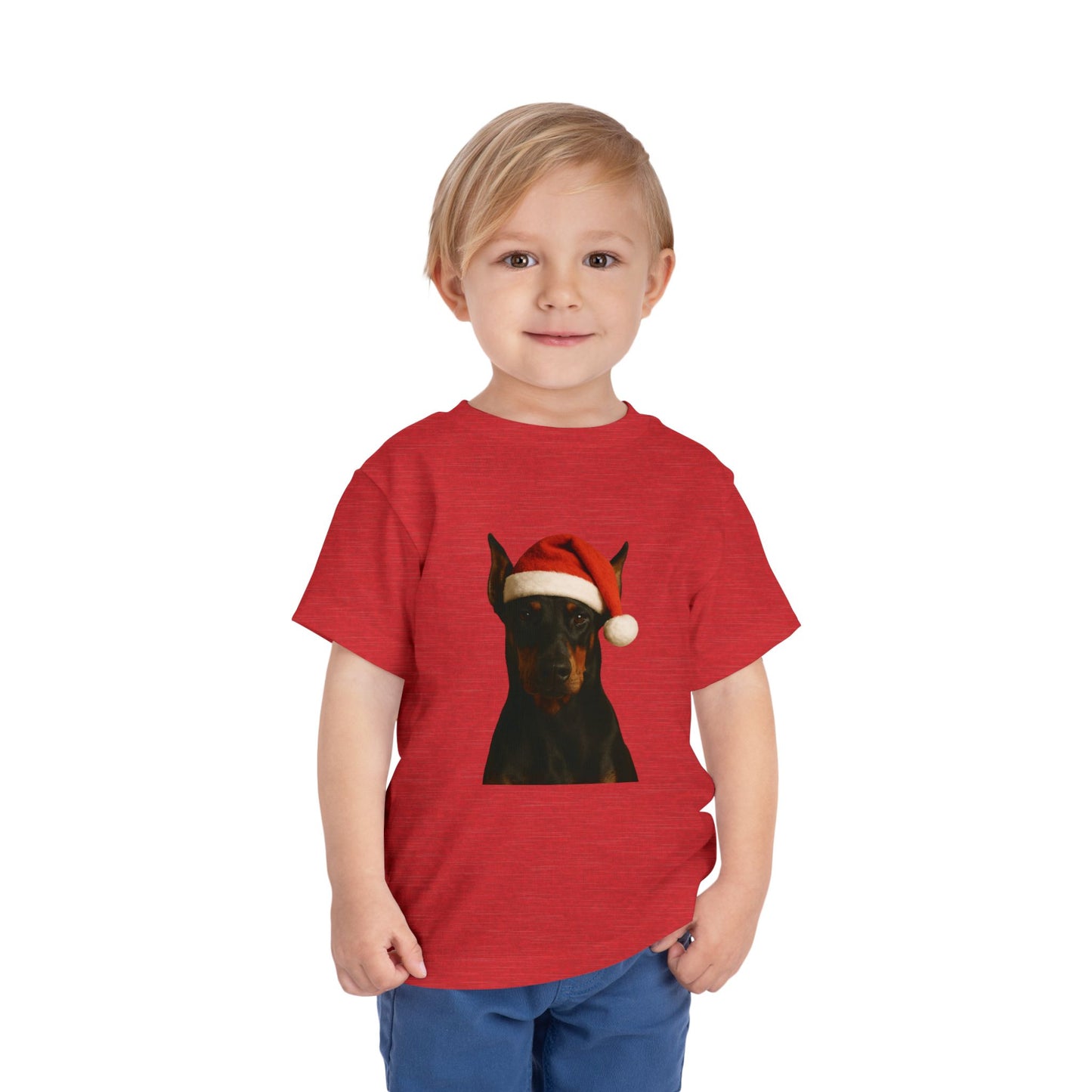 Santa Paws Doberman Toddler Unisex Short Sleeve Crewneck Tee
