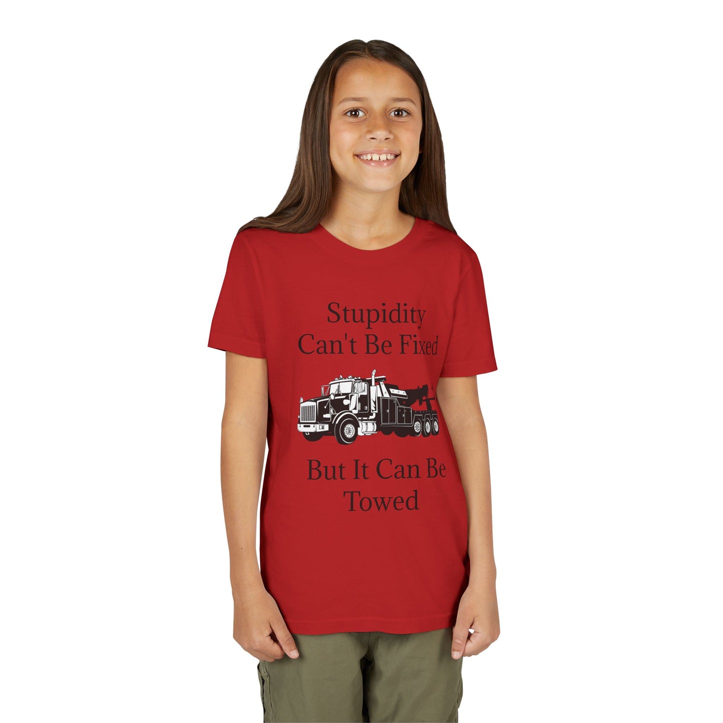 Stupidity Heavy Tow Truck Youth Unisex Short Sleeve Crewneck Tee