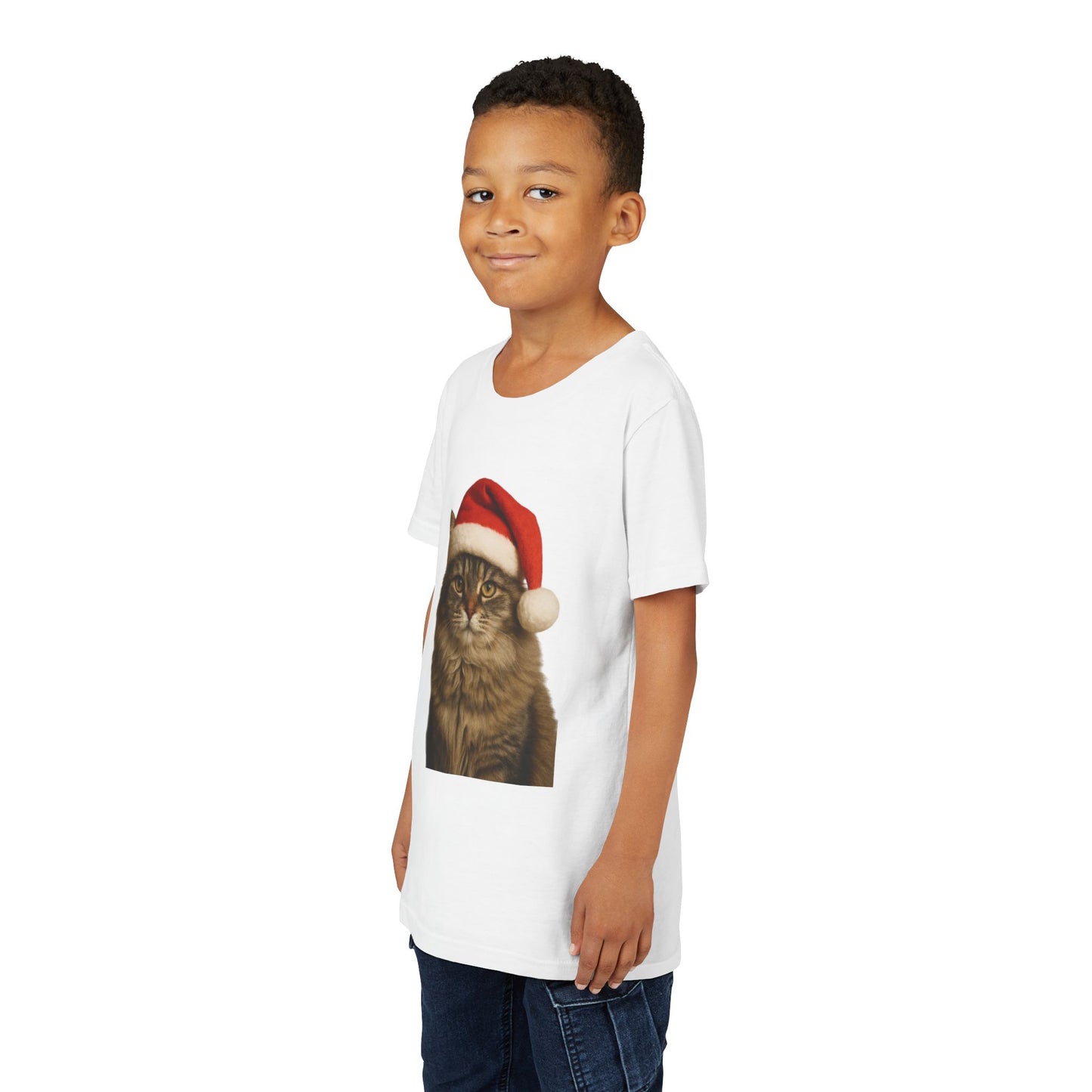 Santa Paws Cat Youth Unisex Short Sleeve Crewneck Tee