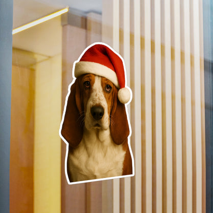 Santa Paws Basset Vinyl Decal