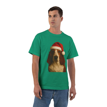 Santa Paws Basset Men's Short-Sleeve Crewneck Tee