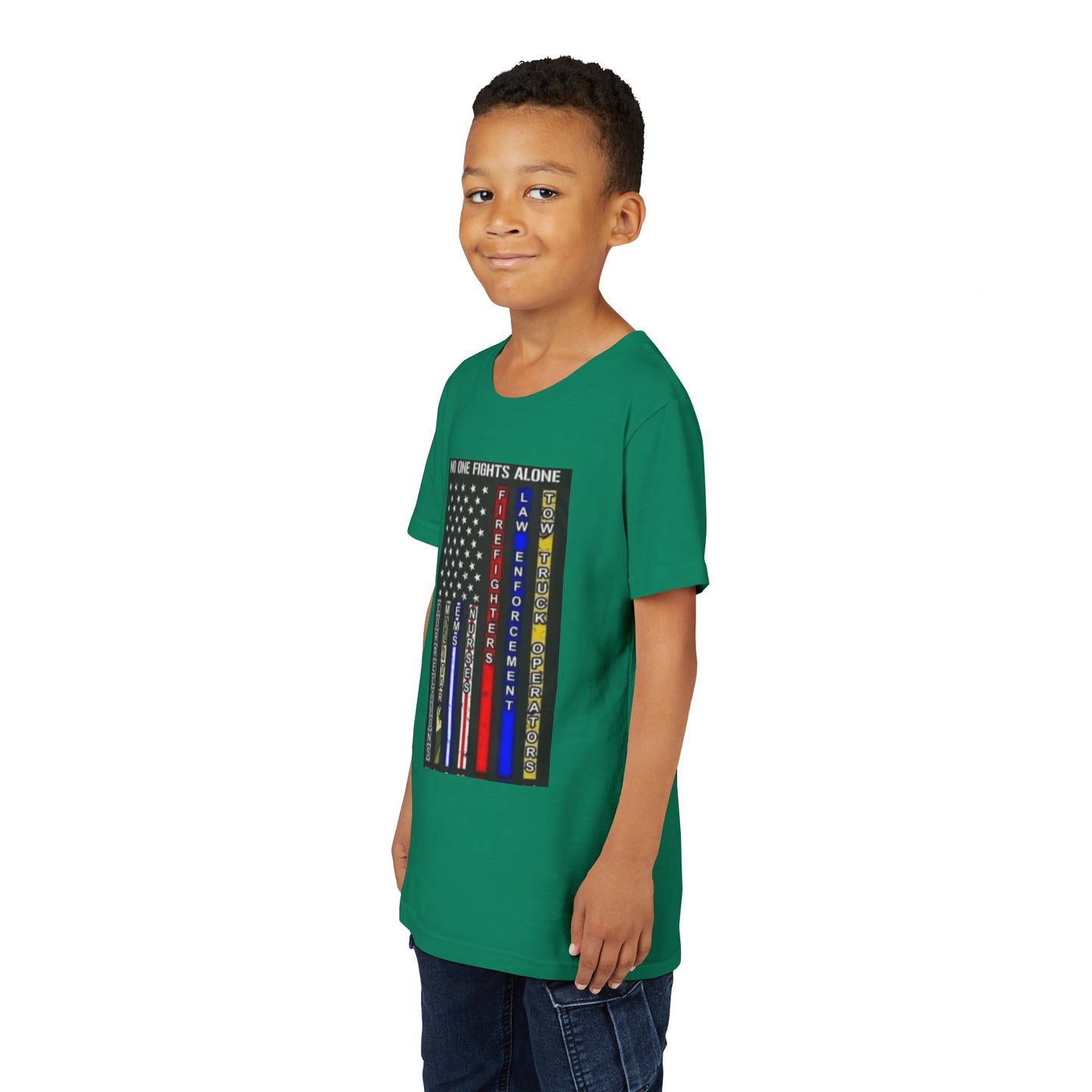 No One Fights Alone Youth Unisex Short Sleeve Crewneck Tee