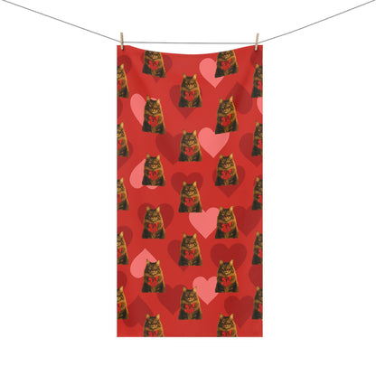 Cupid's Companion Cat Mink-Cotton  Beach Towel