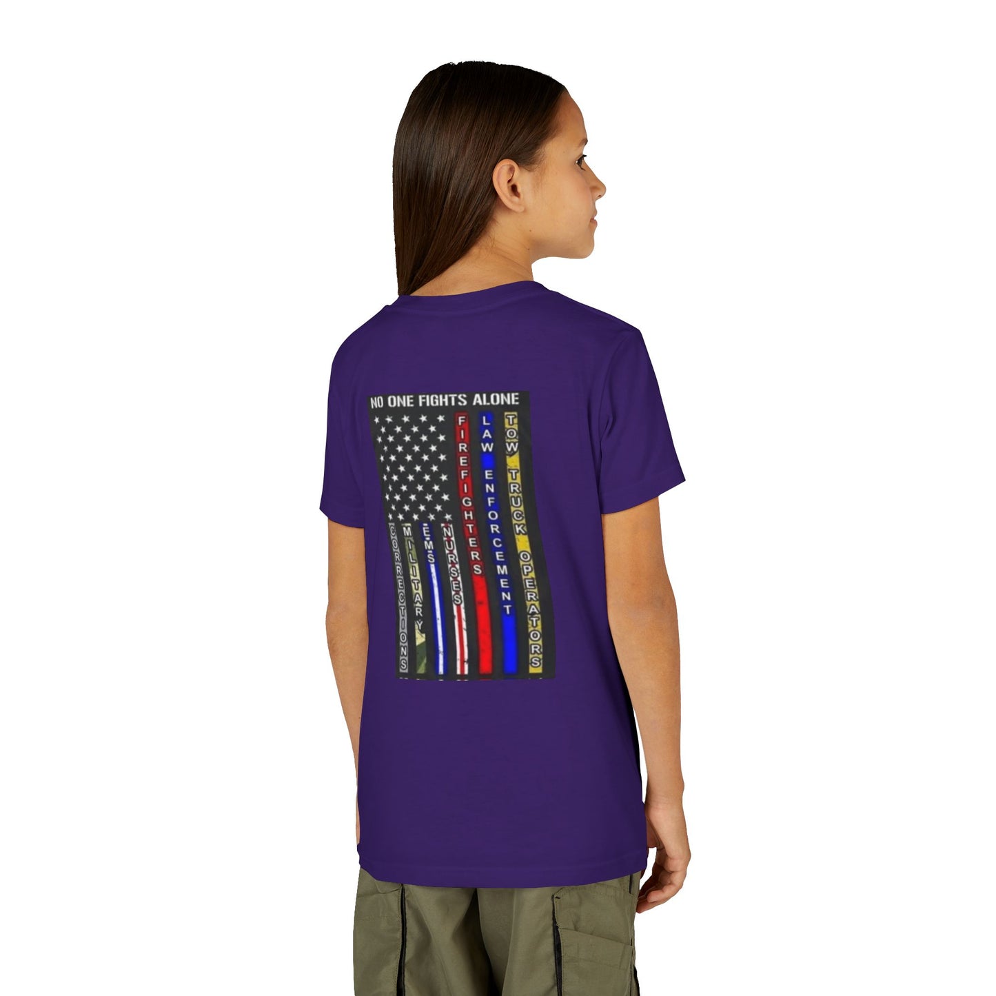 No One Fights Alone Youth Unisex Short Sleeve Crewneck Tee