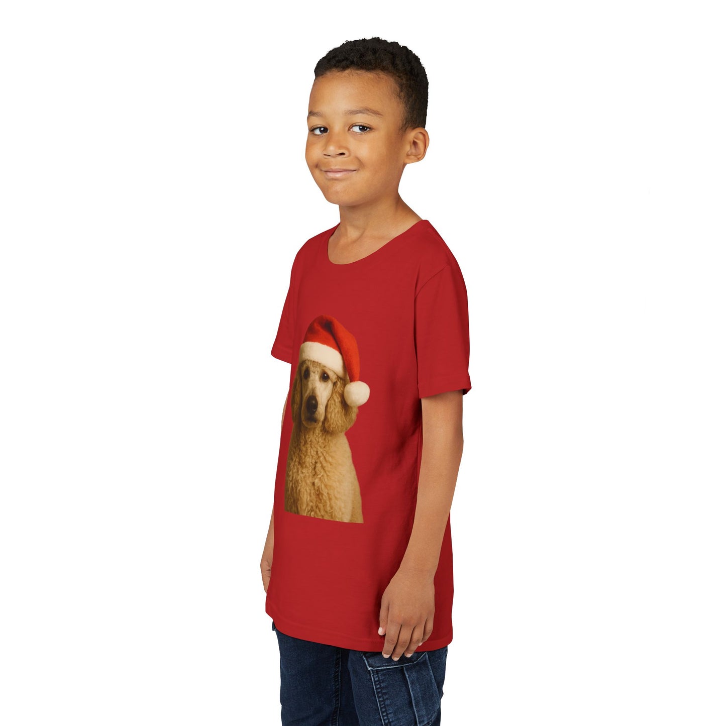 Santa Paws Poodle Youth Unisex Short Sleeve Crewneck Tee
