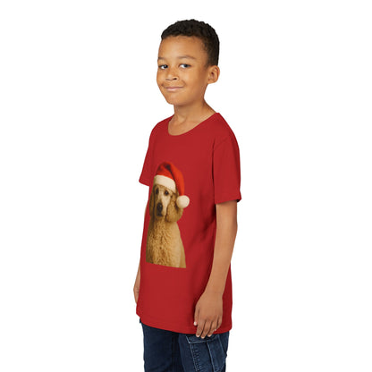 Santa Paws Poodle Youth Unisex Short Sleeve Crewneck Tee