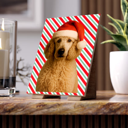 Santa Paws Poodle Ceramic Photo Tile